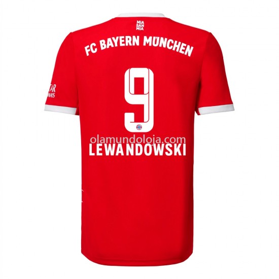 Camisola Bayern de Munique Lewandowski 9 Equipamento Primeiro 2022-2023 Manga Corta